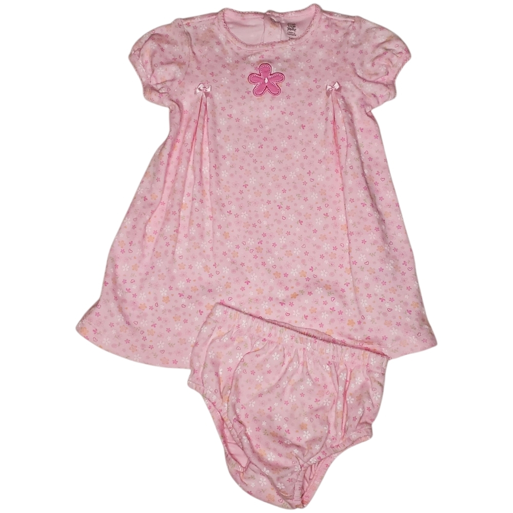 Carter's 2 Piece Dress & Bloomers Set Pink Floral Baby Girls 24M